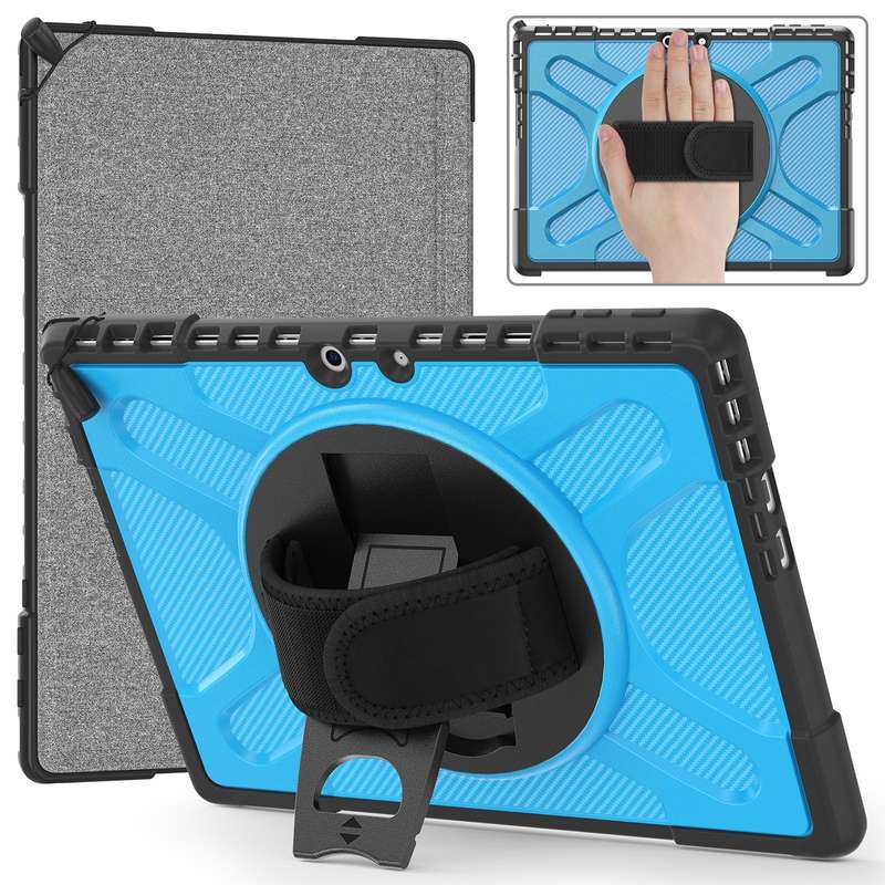 For MicroSoft Surface Pro 9 Rotatable Kickstand Grip Shockproof Tablet Case(Blue)