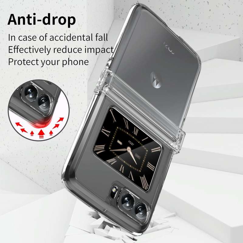 For Motorola Moto Razr 2022 Skin Feel Macaron Three-piece Set Hinge Phone Case(Transparent)