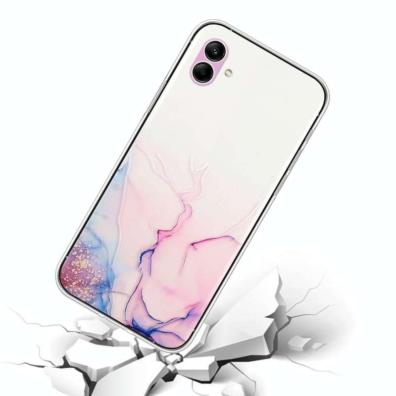 For Samsung Galaxy A04e Hollow Marble Pattern TPU Precise Hole Phone Case(Pink)