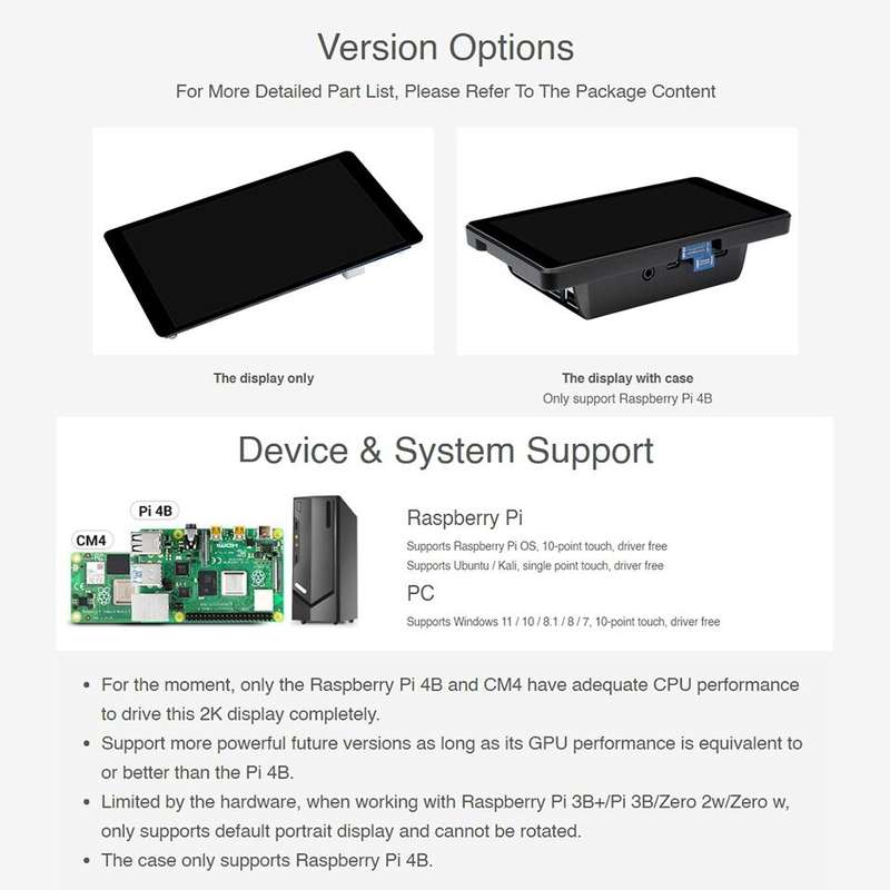 Waveshare 5.5 inch 1440 x 2560 2K Capacitive Touch LCD Display IPS Screen for Raspberry Pi , HDMI...