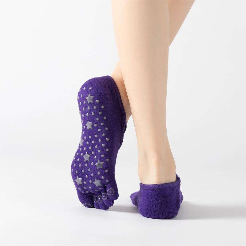 Terry Five-Finger Socks Cotton Thickened Warm and Non-Slip Yoga Socks Cross Strap Dance Socks, Si...