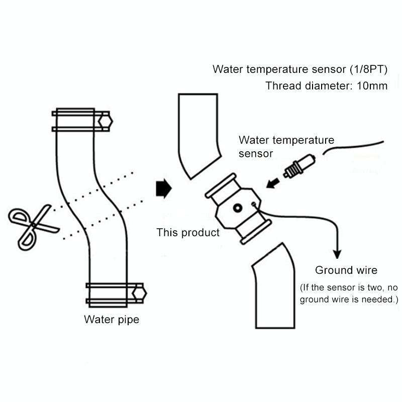 RYANSTAR RACING Car Water Temperature Meter Temperature Gauge Joint Pipe Radiator Sensor Adaptor ...
