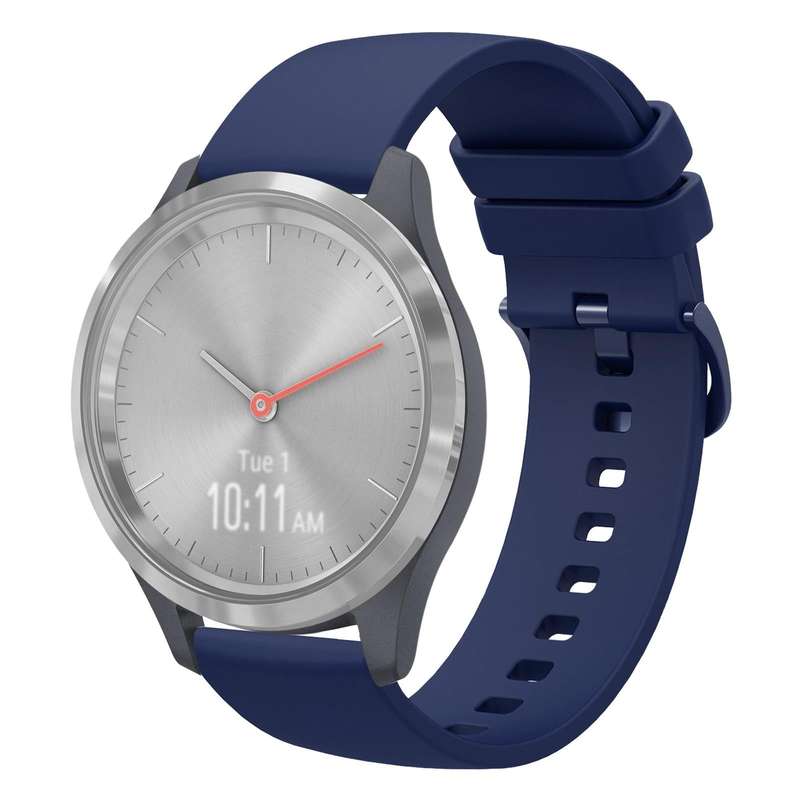 For Garmin Vivomove 3S 18mm Solid Color Soft Silicone Watch Band(Navy Blue)