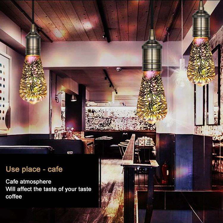 ST64 E27 4W IP65 Waterproof Warm White 3D Fireworks LED Bulb, 2700K 48 LEDs SMD 2835 Vintage Atmo...