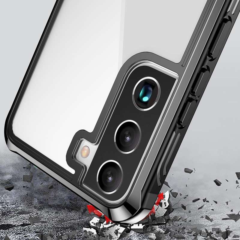 For Samsung Galaxy S22 5G RedPepper Transparent Dot Shockproof Waterproof PC + TPU Phone Case(Black)