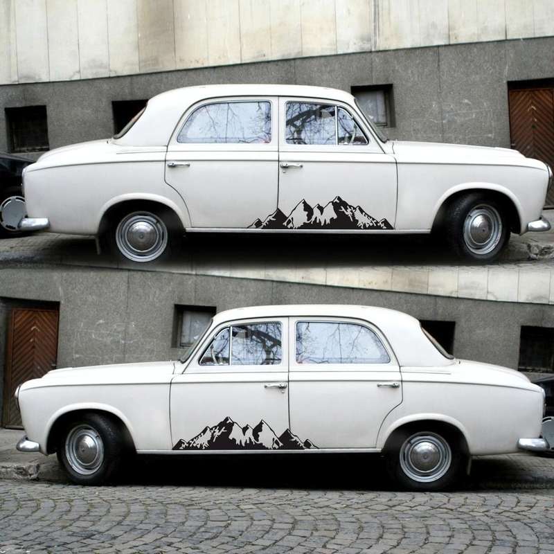 2 PCS/Set D-750 Mountain Pattern Car Modified Decorative Sticker(Black)