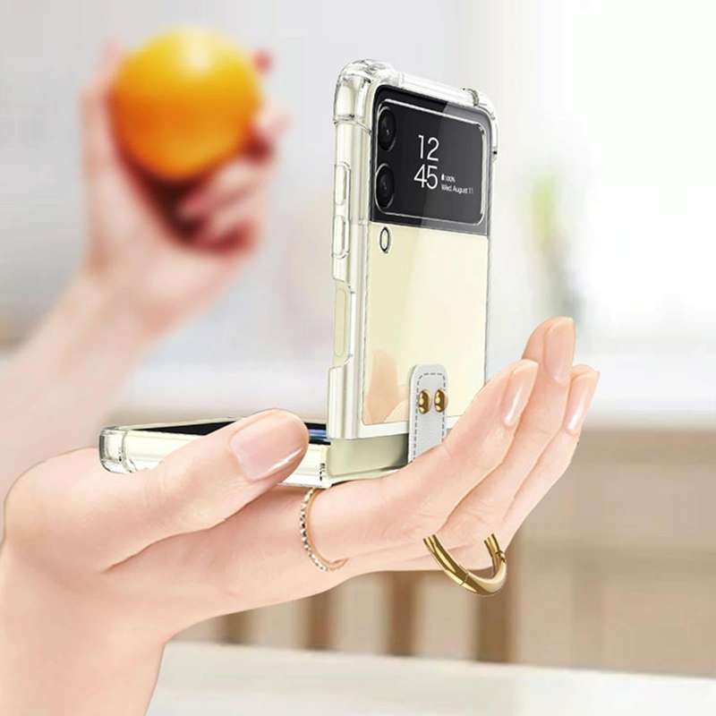 For Samsung Galaxy Z Flip4 GKK Airbag Protective Phone Case with Ring(Black)