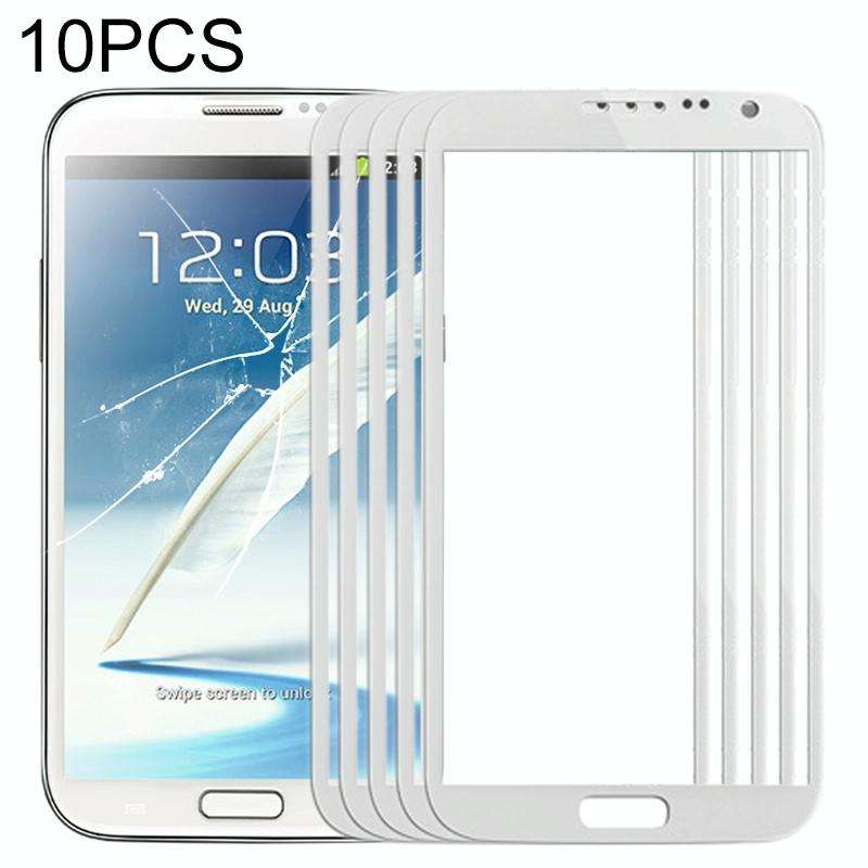 For Samsung Galaxy Note II / N7100 10pcs Front Screen Outer Glass Lens (White)