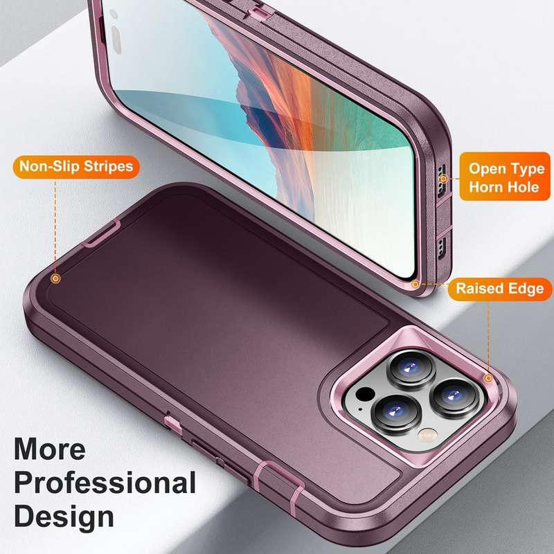 For iPhone 15 Pro Max Life Waterproof Rugged Phone Case(Purple + Pink)