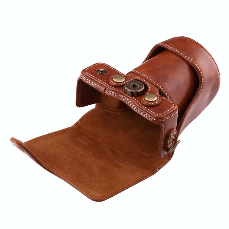 Full Body Camera PU Leather Case Bag with Strap for Canon EOS M10(Brown)
