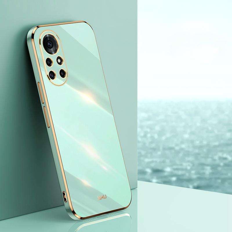 For Huawei nova 8 5G XINLI Straight 6D Plating Gold Edge TPU Shockproof Case(Mint Green)