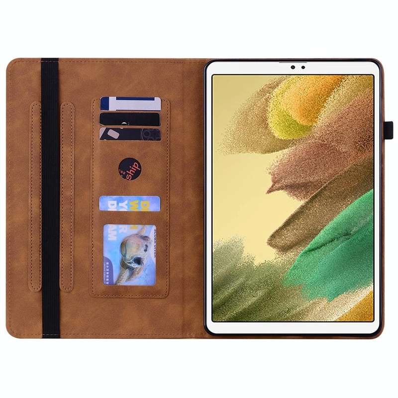 For Samsung Galaxy Tab A7 Lite T220 Skin Feel Solid Color Zipper Leather Tablet Case(Brown)