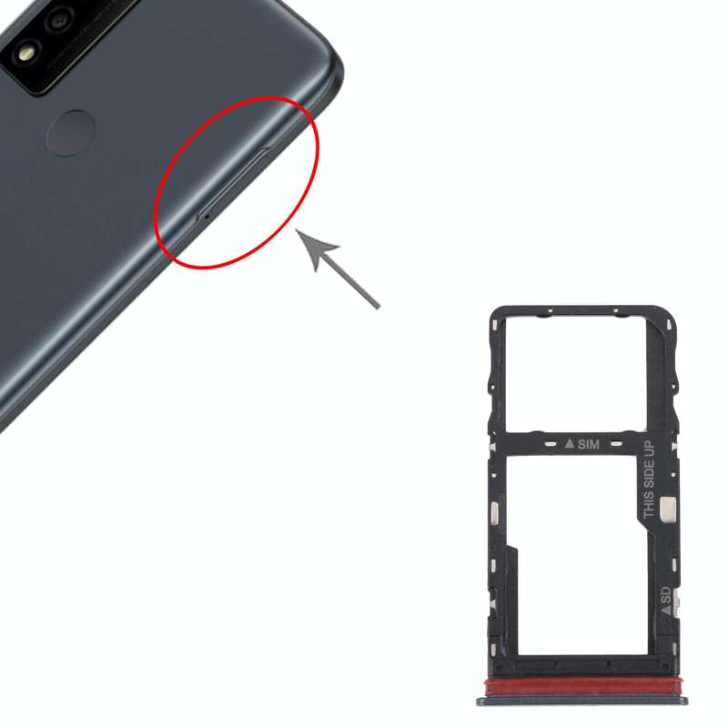 For TCL 30 V 5G Original SIM Card Tray + Micro SD Card Tray(Black)