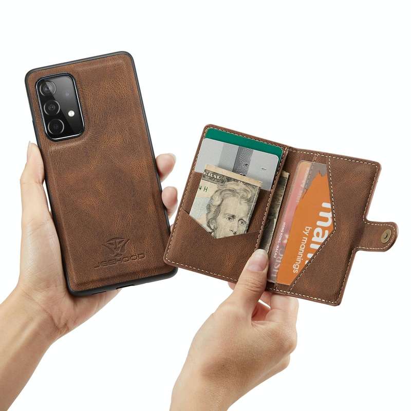 For Samsung Galaxy A33 5G JEEHOOD Retro Magnetic Detachable Phone Case with Wallet & Card Slot & ...
