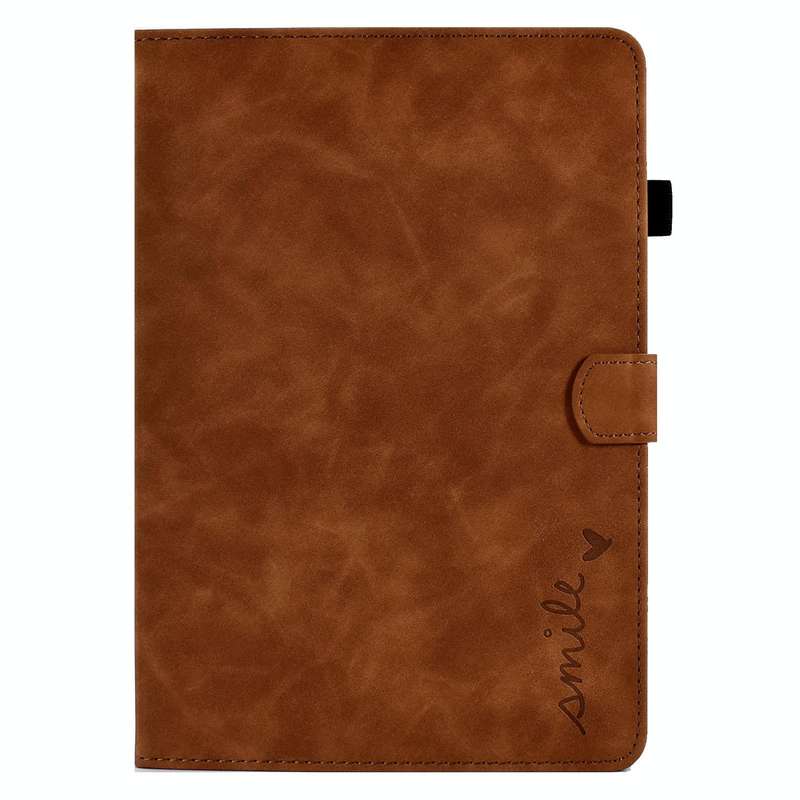 For iPad 10.2 / Air 10.5 2019 Embossed Smile Flip Tablet Leather Smart Case(Brown)