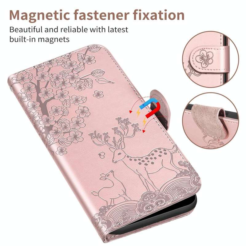For Google Pixel 4a Sika Deer Embossing Pattern Horizontal Flip PU Leather Case with Holder & Car...