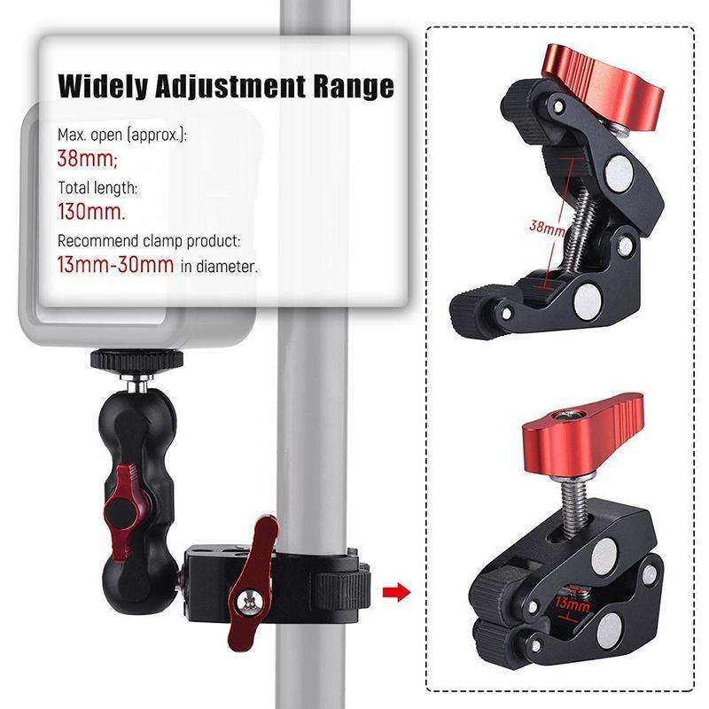 JMSUZ 124124 SLR Camera Rail Adjustable Clamp Crab Clamp+Magic Arm