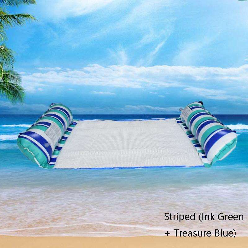 PVC Inflatable Hammock Adult Swimming Floating Row, Size: 120 x 70cm(Ink Green + Treasure Blue St...