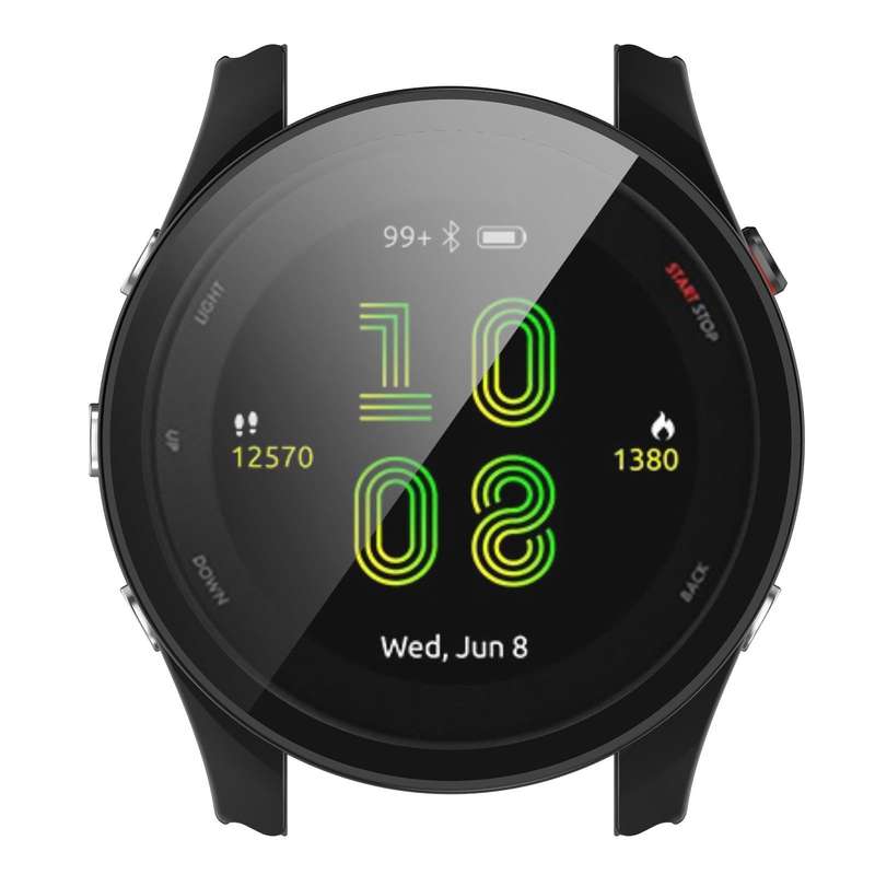 For Garmin Forerunner 255 PC Tempered Film Full Body Watch Case(Black)