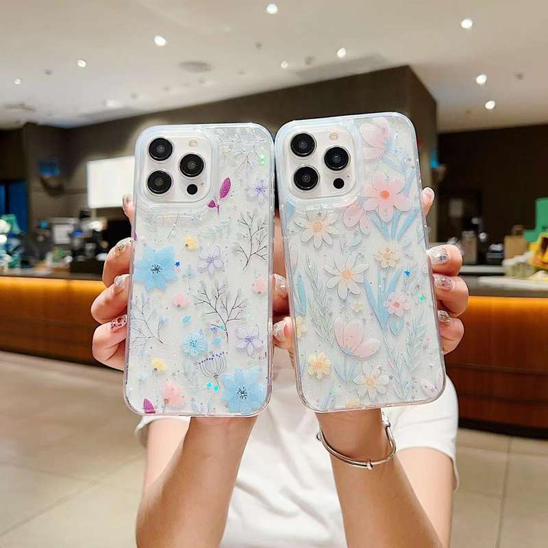 For iPhone 13 mini Fresh Small Floral Epoxy TPU Phone Case(D04)