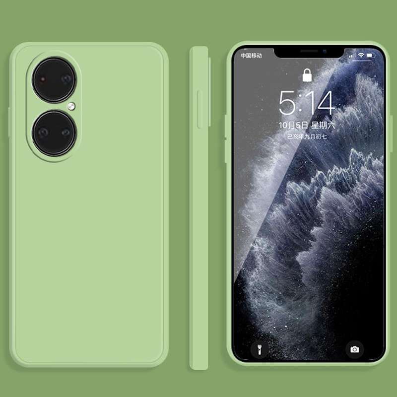 For Huawei P50 Solid Color Imitation Liquid Silicone Straight Edge Dropproof Full Coverage Protec...
