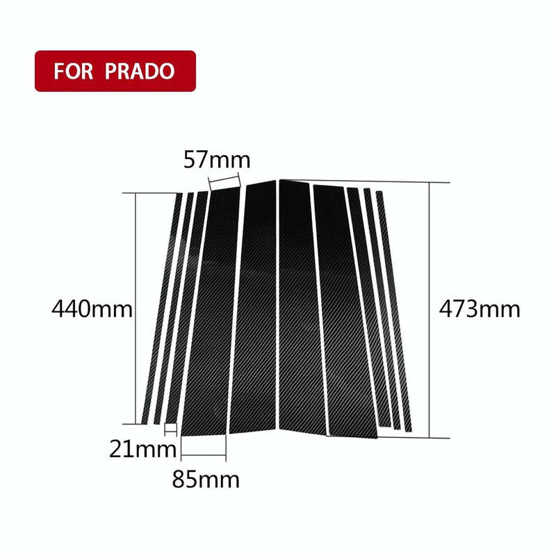 Car Carbon Fiber Goalpost Decorative Sticker for Toyota Land Cruiser Prado 2010-2018, Left and Ri...