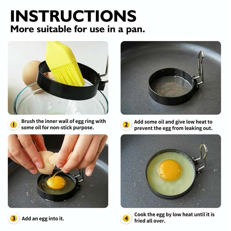 Egg Ring Iron Spray Non-Stick Round Omelette Model Omelette Mold, Specification: 2 PCS