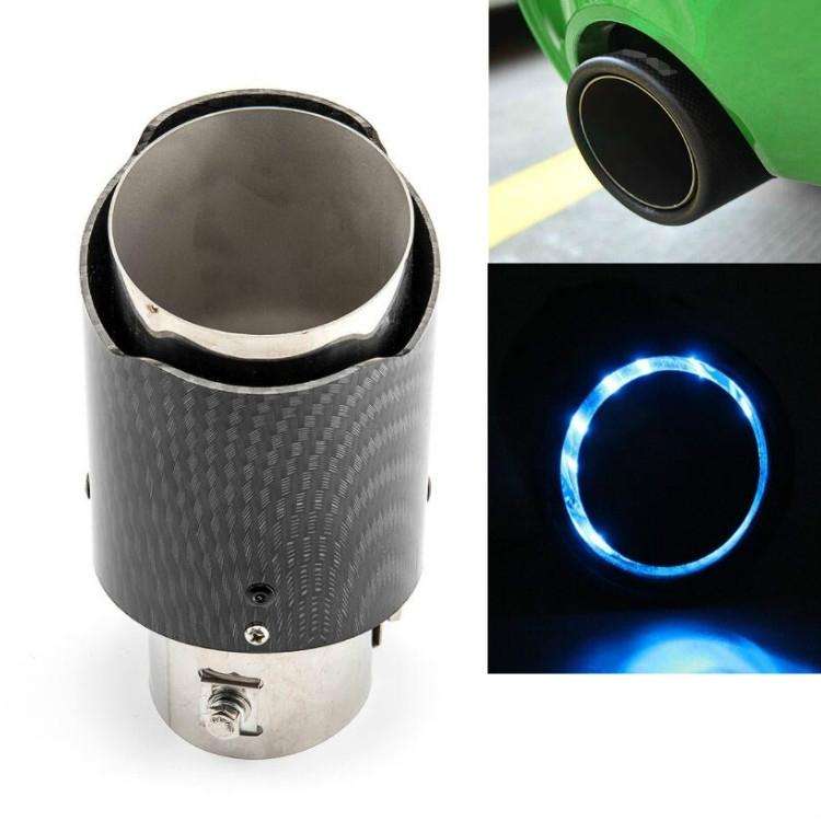 Car Modification Carbon Fiber Luminous Tail Throat LED Lights Modified Car Exhaust Pipe Spitfire ...