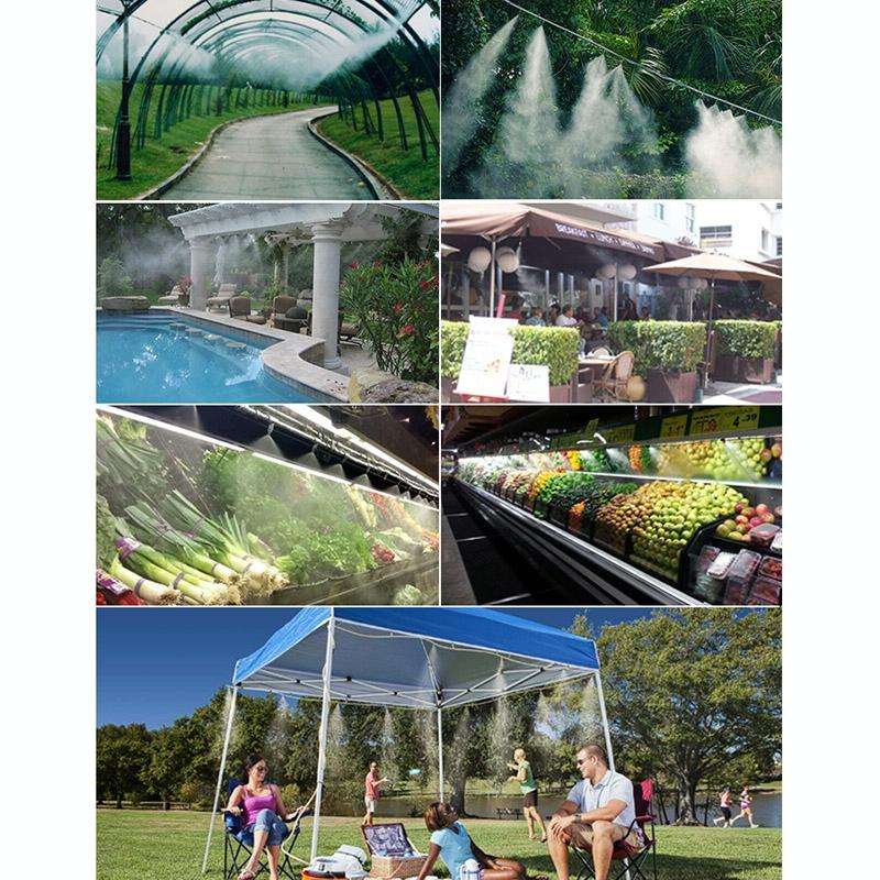 Outdoor Lawn Garden PE Hose Mist Watering Line Misting Cooling System with 21 x Mist Nozzles, Len...