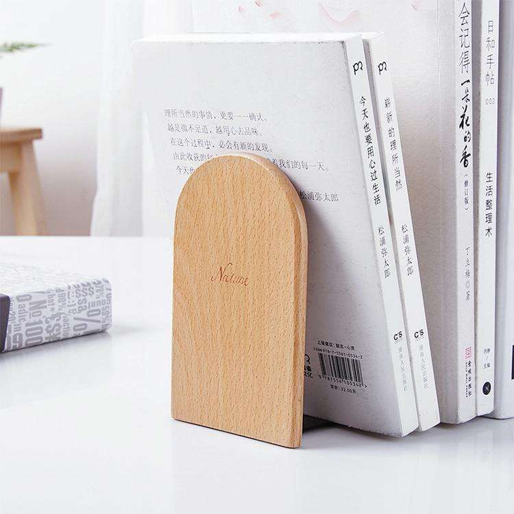 Anti-skid Bookends Shelf Holder Book Nature Wood Stand(Round)