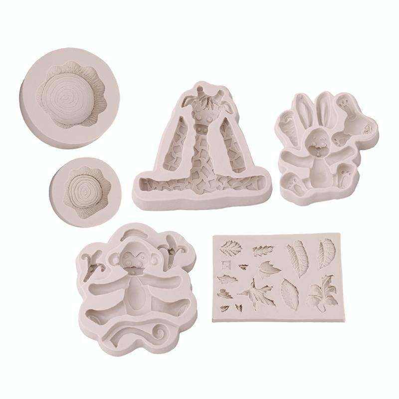 2 PCS 3D Animal Shape Silicone Form Fondant Cake Biscuit Molds(Giraffe)