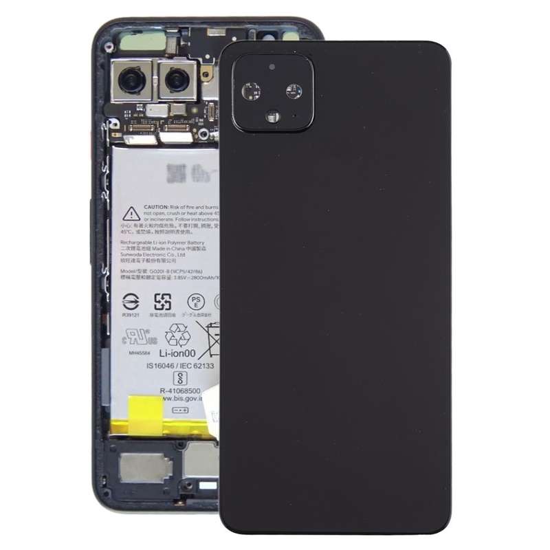 Battery Back Cover with Camera Lens Cover for Google Pixel 4(Black)
