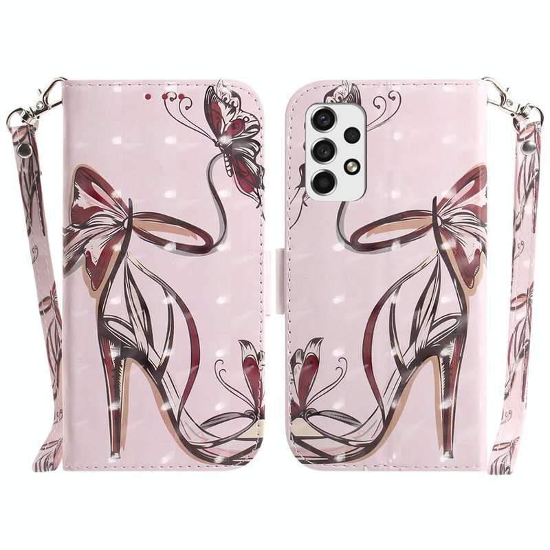 For Samsung Galaxy A53 5G 3D Colored Horizontal Flip Leather Phone Case(Butterfly High-heeled)