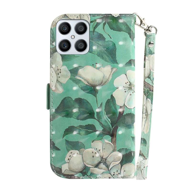 For Honor X8 3D Colored Horizontal Flip Leather Phone Case(Watercolor Flower)