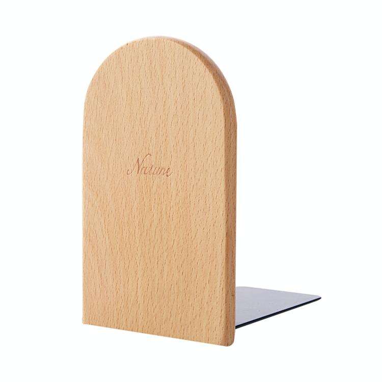 Anti-skid Bookends Shelf Holder Book Nature Wood Stand(Round)