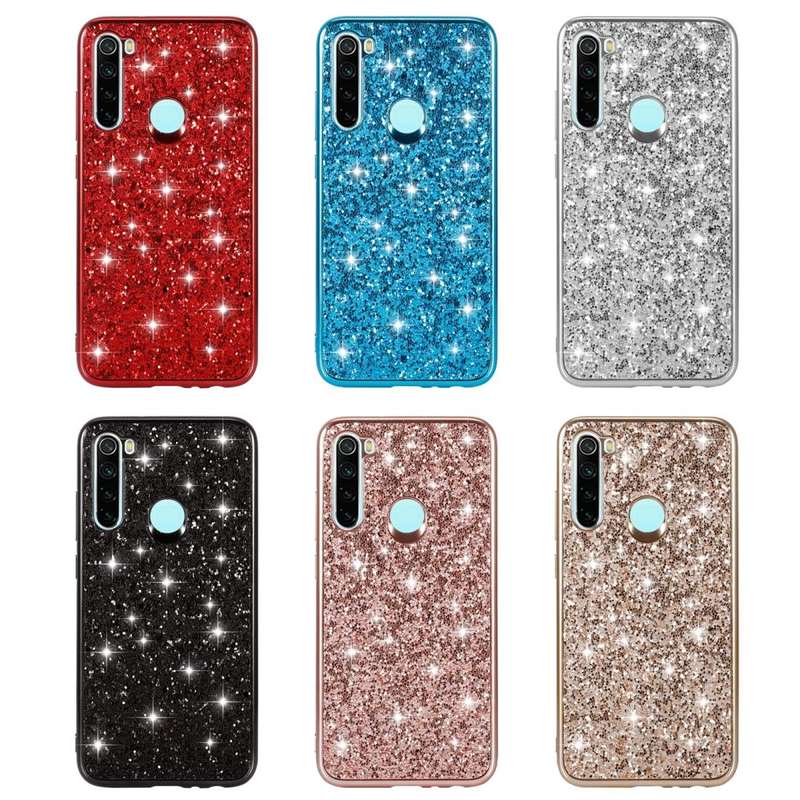 For Xiaomi Redmi Note 8 Glittery Powder Shockproof TPU Case(Blue)