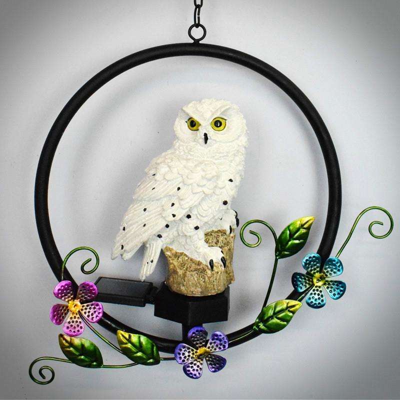 Owl Shape Solar Lawn Light Garden LED Pendant Light(White)