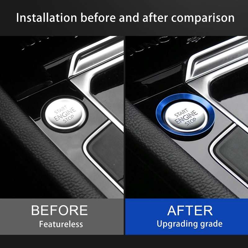 Car Engine Start Key Push Button Ring Trim Aluminum Alloy Sticker Decoration for Volkswagen(Blue)