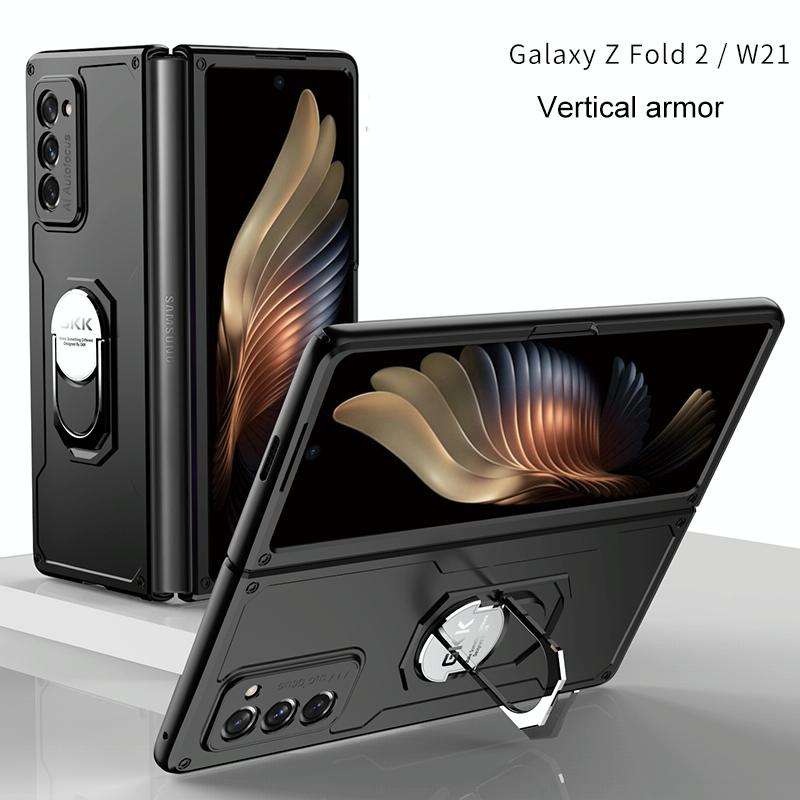 For Samsung Galaxy Z Fold2 5G GKK Foldable Shockproof PC Case with Ring Holder(Black)