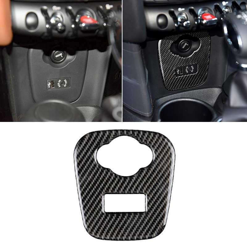 Car F Chassis Cigarette Lighter Cover Panel Carbon Fiber Decorative Sticker for BMW Mini Cooper F...