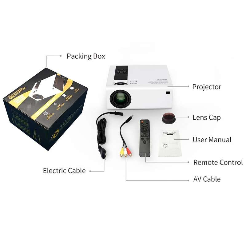 Y6 190ANSI 1024x600P LED Projector Support Screen Mirroring, UK Plug(White)