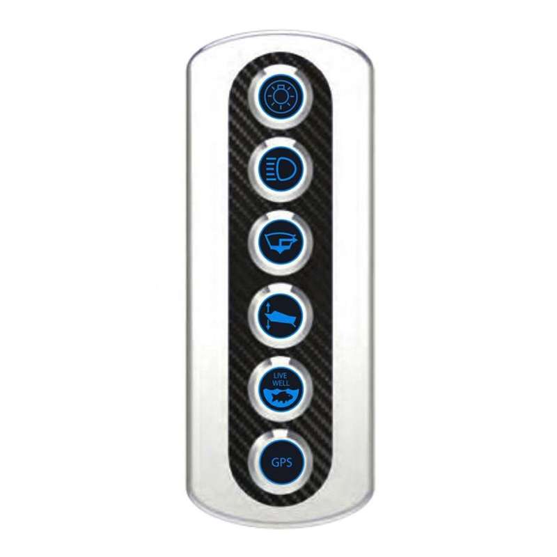 Yacht / RV Modified 6-position Button 12V 20A IP66 Carbon Fiber Panel Switch (Blue Light)