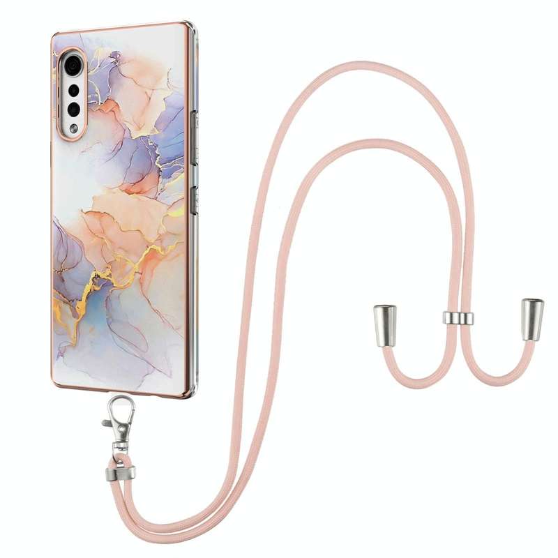 For LG Velvet 4G / Velvet 5G / G9 Electroplating Pattern IMD TPU Shockproof Case with Neck Lanyar...
