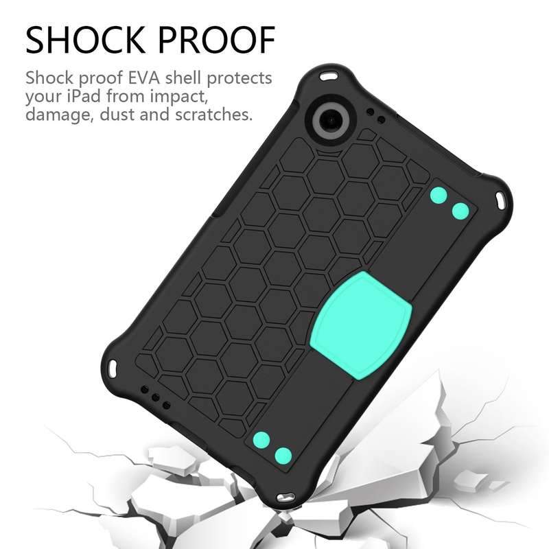 For Blackview Tab 60 8.7 2023 Honeycomb EVA Hybrid PC Tablet Case with Strap(Black+Aqua)