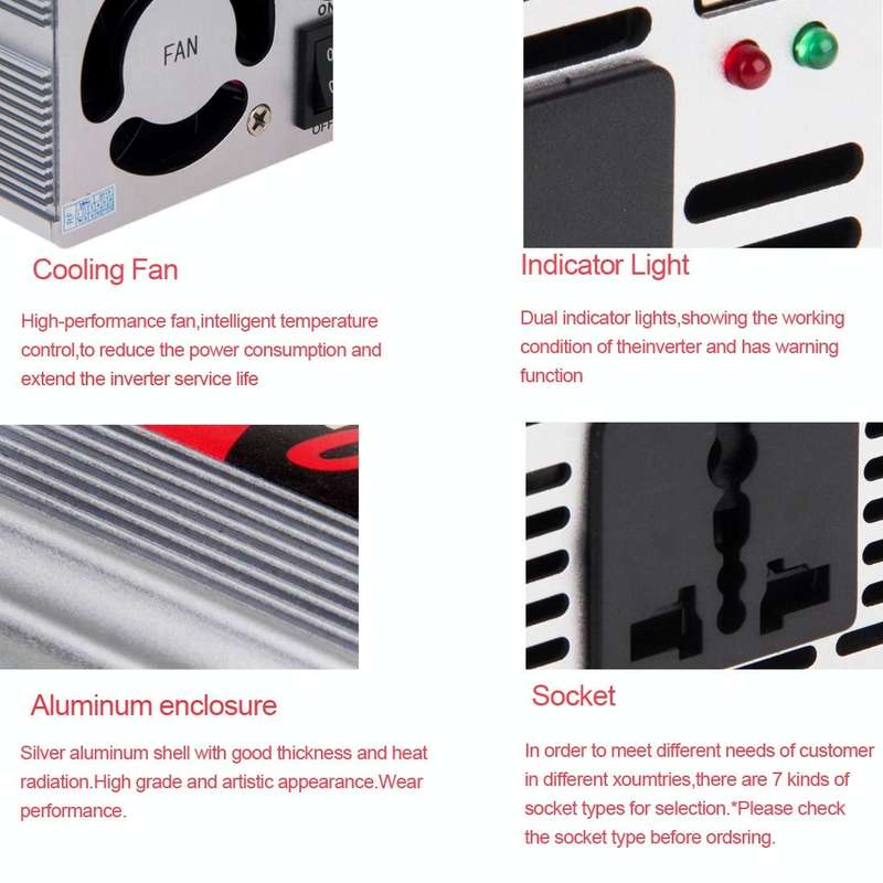 SUVPR DY-8105 350W DC 12V to AC 220V Car Power Inverter with 500mA USB Port & Universal Power Socket