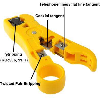 Multi-function Coaxial Cable / Network Cable / Phone Line / Flat Cable Stripper(Yellow)