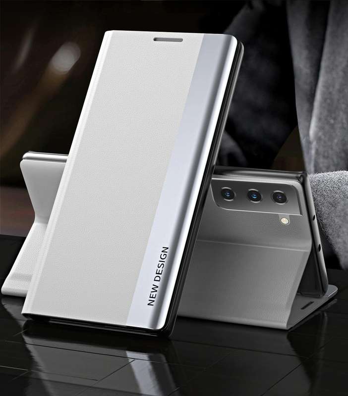 For Samsung Galaxy S21+ 5G Side Electroplated Magnetic Ultra-Thin Horizontal Flip Leather Case wi...