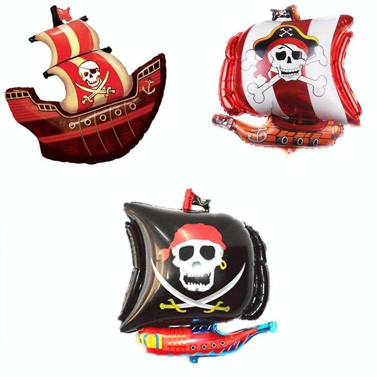 5PCS Pirate Ship Balloon Cartoon Halloween Aluminum Film Balloon(Red)