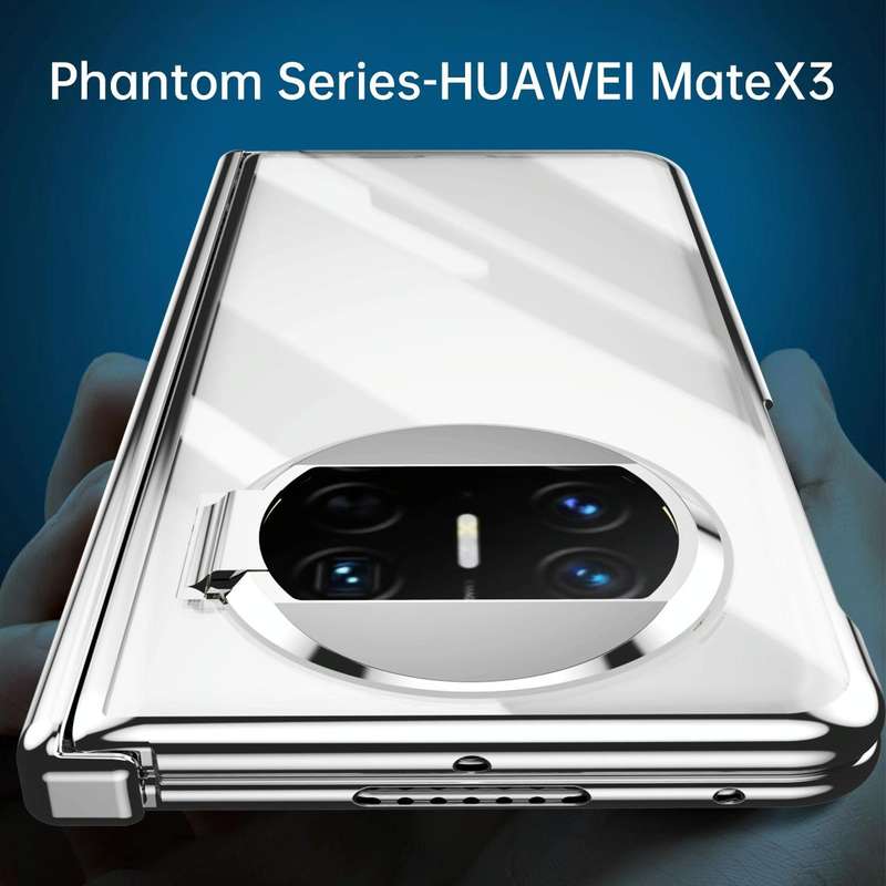 For Huawei Mate X3 Integrated Electroplating PC Folding Phone Case with Hinge(Black)