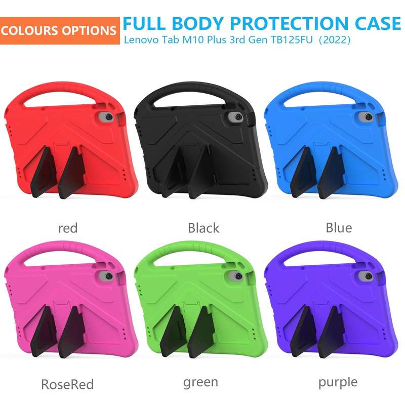 For Lenovo Tab M10 Plus 10.6 3rd Gen TB125FU 2022 EVA Shockproof Tablet Case with Holder(Black)